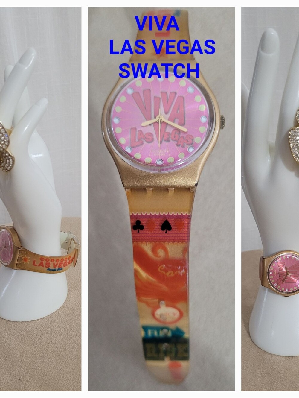 Viva Las Vegas Swatch Pink & Gold Graphic Watch